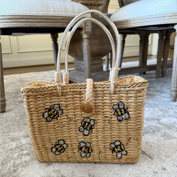 Anthropologie Bumble Bee Straw Handbag - Picture 1 of 6